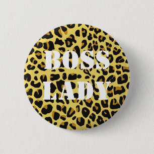 Badge Rond 5 Cm Bouton de Madame empreinte de léopard de patron