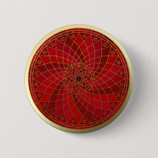 Badge Rond 5 Cm Bouton de mandala à garniture dorée et haricot chi