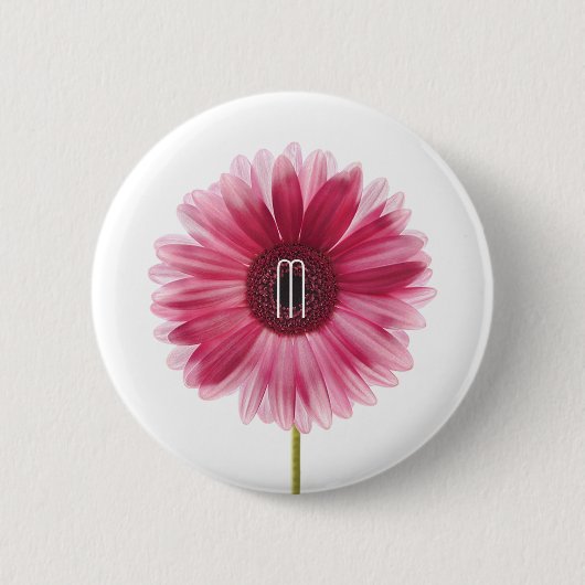 Badge Rond 5 Cm Bouton de marguerite rose moderne Gerbera (Devant)