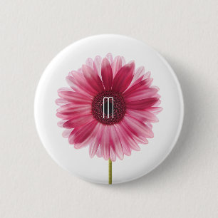 Badge Rond 5 Cm Bouton de marguerite rose moderne Gerbera