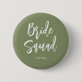 Badge Rond 5 Cm Bouton de mariage blanc vert sauge de la brigade d (Devant)