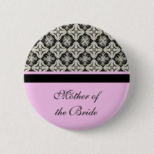 Badge Rond 5 Cm bouton de mariage en damas. pour mère, sœur, frère