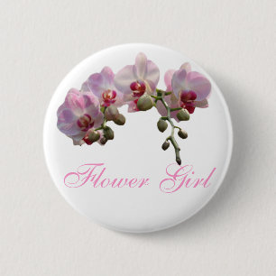 Badge Rond 5 Cm bouton de mariage fleurs d'orchidée rose
