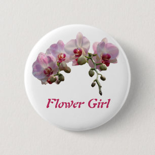 Badge Rond 5 Cm bouton de mariage fleurs d'orchidée rose
