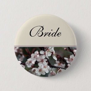 Badge Rond 5 Cm bouton de mariage mariée, fleurs de prunier