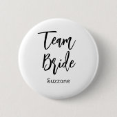Badge Rond 5 Cm Bouton de mariage noir blanc Équipe Mariée (Devant)