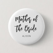 Badge Rond 5 Cm Bouton de mariage noir et blanc de la mère de la m (Devant)