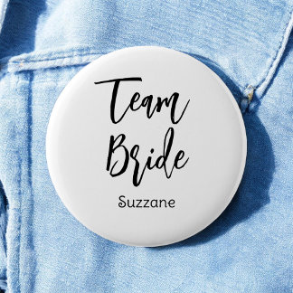 Badge Rond 5 Cm Bouton de mariage noir et blanc de l'équipe de la 