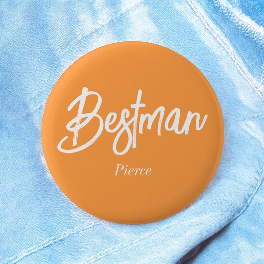 Badge Rond 5 Cm Bouton de mariage orange blanc Bestman