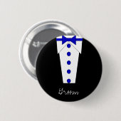 Badge Rond 5 Cm Bouton de marié (bleu) (Devant & derrière)