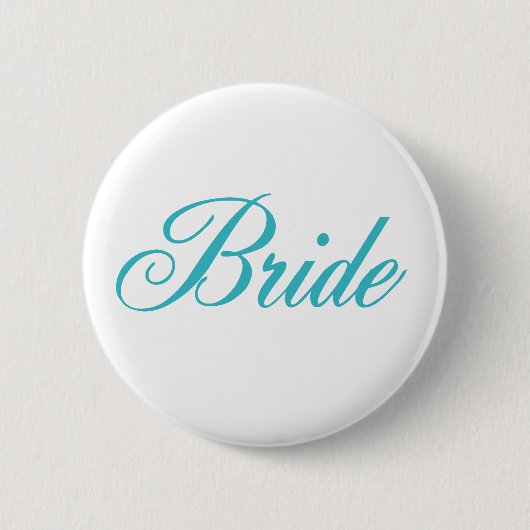 Badge Rond 5 Cm Bouton de mariée en bleu Aqua (Devant)