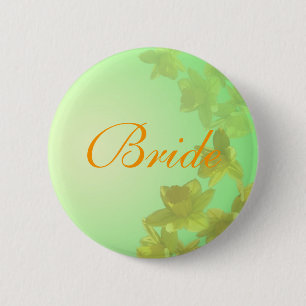 Badge Rond 5 Cm Bouton de mariée mariage, fleurs de tulipe jaune