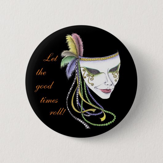Badge Rond 5 Cm Bouton de masque de mardi gras (Devant)