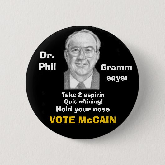 Badge Rond 5 Cm Bouton de McCain/Phil Gramm (Devant)