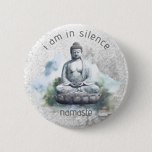 Badge Rond 5 Cm Bouton de méditation Bouddha en silence pour la re (Devant)