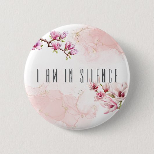 Badge Rond 5 Cm Bouton de méditation en silence pour la retraite P (Devant)