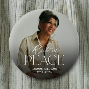 Badge Rond 5 Cm Bouton de Mémorial de Photo de Repos en Paix Perso