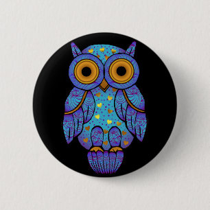 Badge Rond 5 Cm Bouton de minuit de folie de hibou de H00t