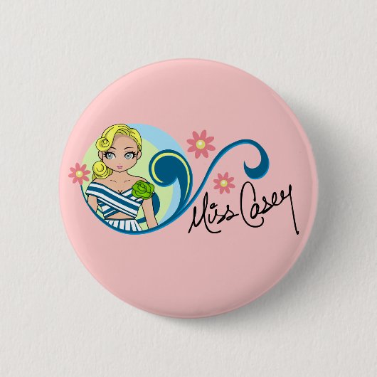 Badge Rond 5 Cm Bouton de "Mlle Casey" (Devant)