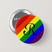 Badge Rond 5 Cm Bouton de monogramme d'arc-en-ciel (Devant & derrière)