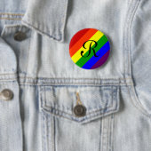 Badge Rond 5 Cm Bouton de monogramme d'arc-en-ciel (En situation)