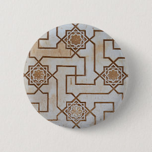 Badge Rond 5 Cm Bouton de mosaïque beige arabesque