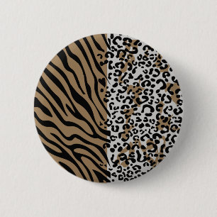 Badge Rond 5 Cm Bouton de motif zèbre léopard animal