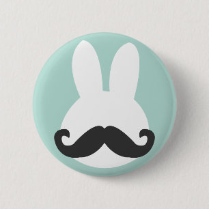 Badge Rond 5 Cm Bouton de moustache de lapin de Pâques