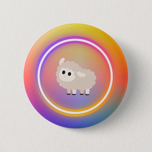 Badge Rond 5 Cm Bouton de mouton arc-en-ciel (Devant)