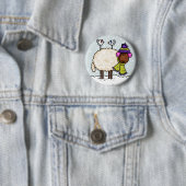 Badge Rond 5 Cm bouton de moutons d'hiver (En situation)