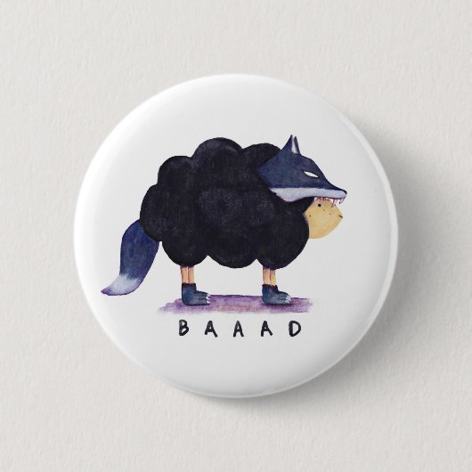 Badge Rond 5 Cm Bouton "de moutons noirs de Baaad Baaad" (Devant)