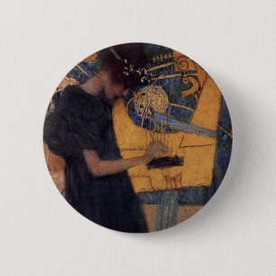 Badge Rond 5 Cm Bouton de musique d'harpe de Gustav Kllimt