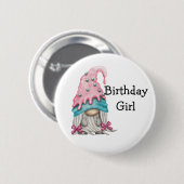Badge Rond 5 Cm Bouton de nain de fille d'anniversaire (Devant & derrière)