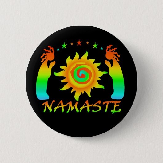 Badge Rond 5 Cm Bouton de Namaste (Devant)