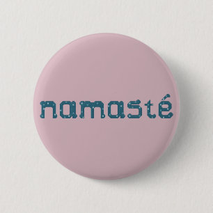Badge Rond 5 Cm Bouton de Namaste Teal
