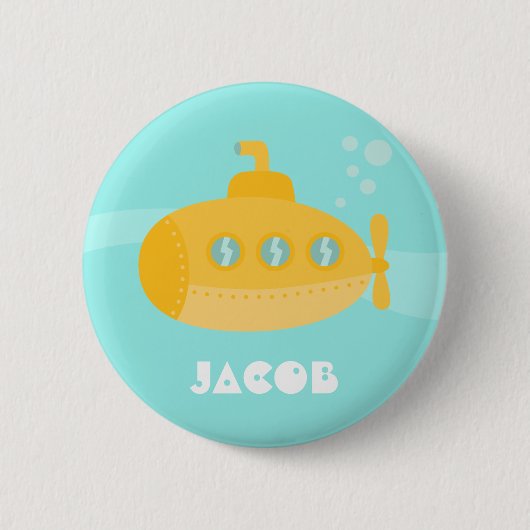 Badge Rond 5 Cm Bouton de navire sous-marin jaune mignon (Devant)