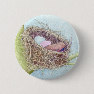 Badge Rond 5 Cm Bouton de nid d'oiseaux