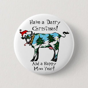 Badge Rond 5 Cm Bouton de Noël de laiterie