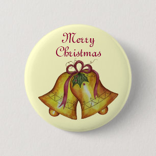 Badge Rond 5 Cm Bouton de Noël Joyeux cloches de Noël