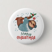 Badge Rond 5 Cm Bouton de Noël Lazy Sloth (Devant)