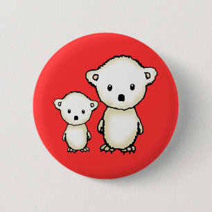 Badge Rond 5 Cm Bouton de Noël Oursons Polaires Mignons
