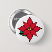 Badge Rond 5 Cm Bouton de Noël Poinsettia (Devant & derrière)