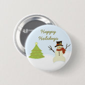 Badge Rond 5 Cm Bouton de Noël Snowman et Tree (Devant & derrière)