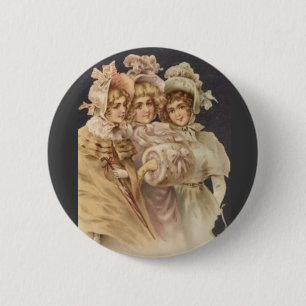 Badge Rond 5 Cm Bouton de Noël Vintage noir victorien Badton