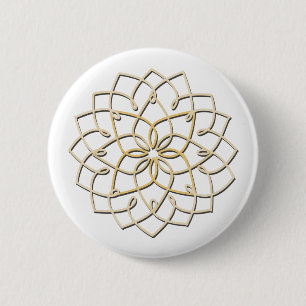 Badge Rond 5 Cm Bouton de noeud de Lotus (blanc)