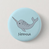 Badge Rond 5 Cm Bouton de nom de Narwhal broché (Devant)