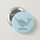 Badge Rond 5 Cm Bouton de nom de Narwhal broché (Devant & derrière)