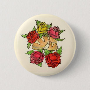 Badge Rond 5 Cm Bouton de pain et de roses