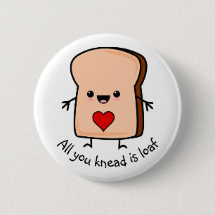 Badge Rond 5 Cm Bouton de pain toasté en forme de cœur d'amour