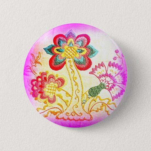 Badge Rond 5 Cm Bouton de palmier rose de style hippie super (Devant)